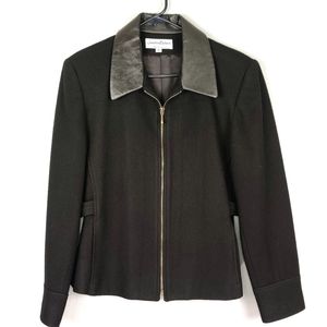 Jonathan Michael Wool Jacket Faux Leather Collar Medium